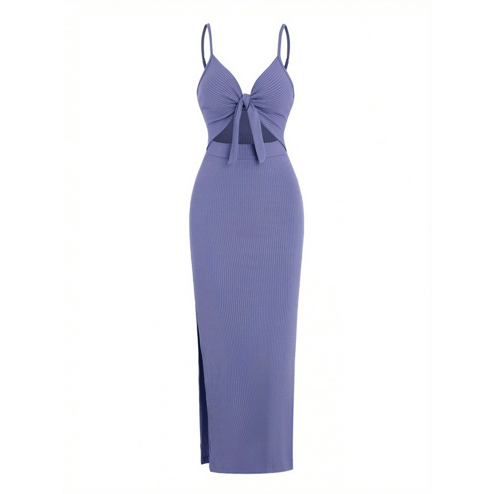 NWOT Vibrant Knot Front Cut Out Maxi Dress - Picture 2 of 7